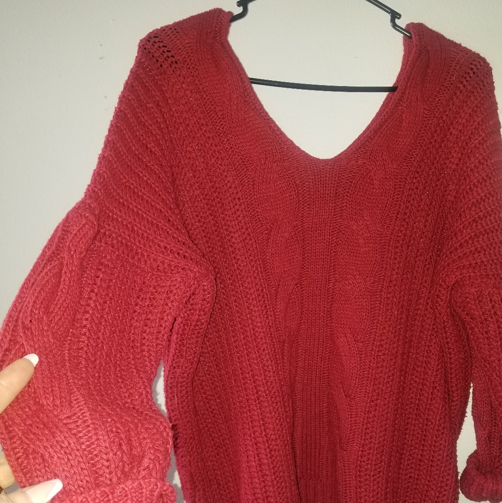 Simply Red . Off the shoulder cozy holiday red !